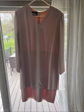 Vintage Beaded Trim Dusty Rose Shift Dress